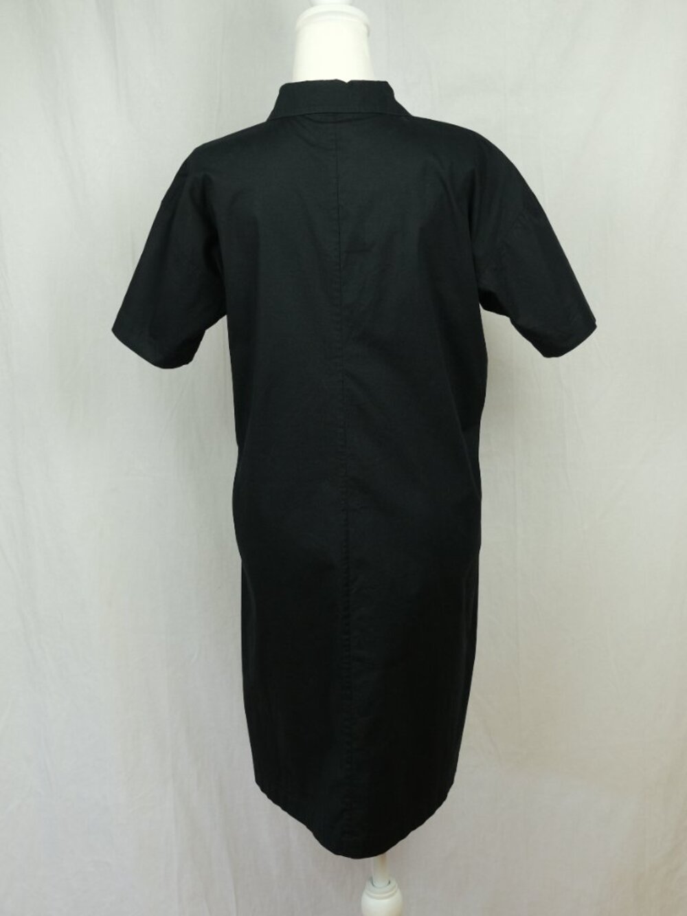 Eileen Fisher Black Organic Cotton Poplin Shirt Dress XS Minimalist Style - Picture 7 of 9